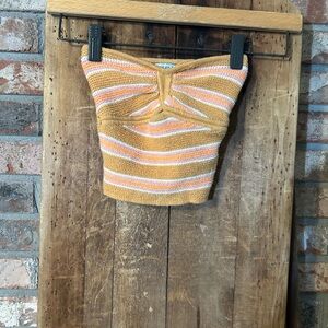 American Eagle Outfitters Orange and White Knit Top